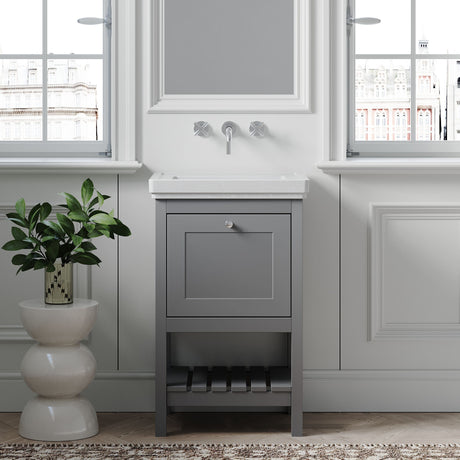 [BFRY223H] Balterley Rye Bathroom Floor Standing 1 Drawer Vanity & 0 Tap Hole Basin, Cool Grey, 531mm - Lifestyle 1