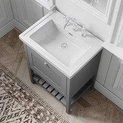[BFRY225B] Coppenhall Traditional 1 Drawer Floor Standing Vanity Unit with 3 Tap Hole Fireclay Basin, Choice of Size and Finish