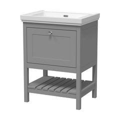 [BFRY225H] Balterley Rye Bathroom Floor Standing 1 Drawer Vanity & 0 Tap Hole Basin, Cool Grey, 630mm - Cutout