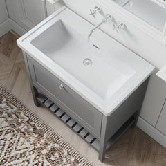 [BFRY227H] Balterley Rye Bathroom Floor Standing 1 Drawer Vanity & 0 Tap Hole Basin, Cool Grey, 830mm - Lifestyle 2