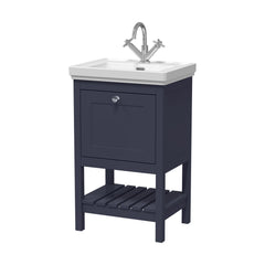 [BFRY323A] Balterley Rye Bathroom Floor Standing 1 Drawer Vanity & 1 Tap Hole Fireclay Basin, Indigo Blue, 531mm - Cutout