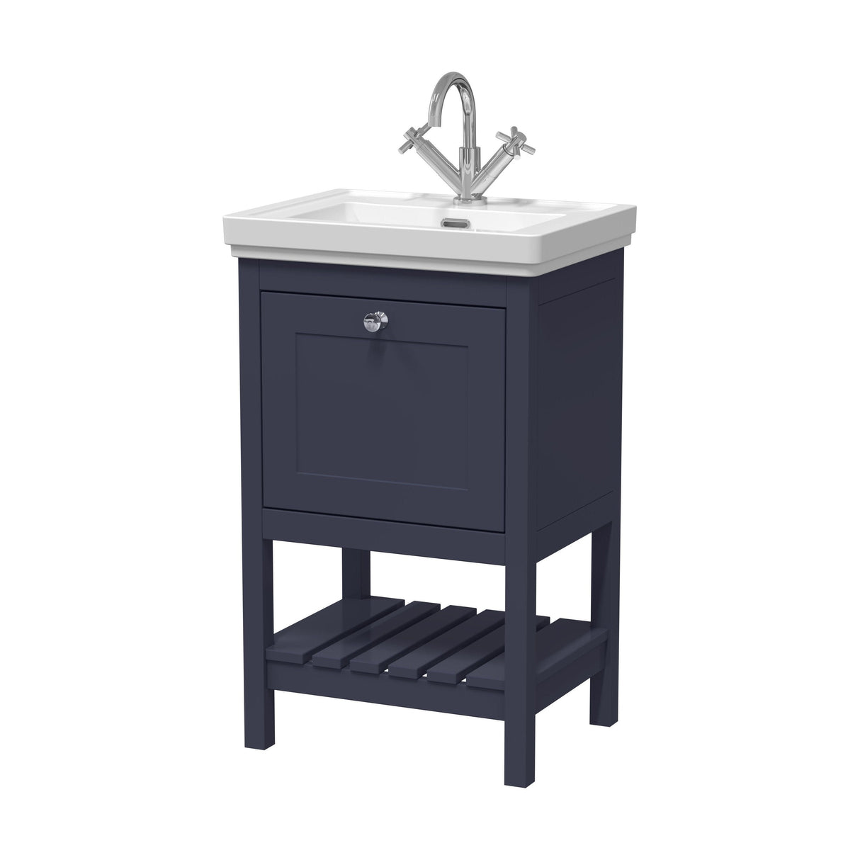 [BFRY323A] Coppenhall Traditional 1 Drawer Floor Standing Vanity Unit with Basin, Choice of Size and Colour - Cutout