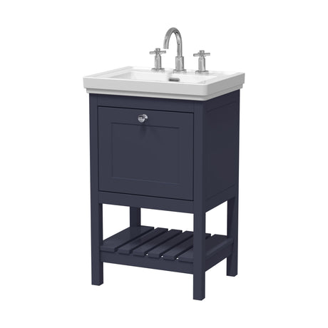 [BFRY323B] Coppenhall Traditional 1 Drawer Floor Standing Vanity Unit with 3 Tap Hole Fireclay Basin, Choice of Size and Finish - Cutout