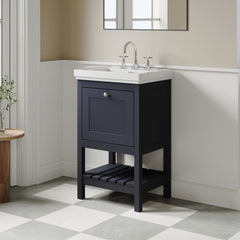 [BFRY323B] Balterley Rye Bathroom Floor Standing 1 Drawer Vanity & 3 Tap Hole Fireclay Basin, Indigo Blue, 531mm - Lifestyle 3