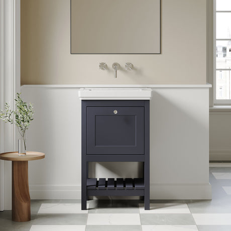 [BFRY323H] Balterley Rye Bathroom Floor Standing 1 Drawer Vanity & 0 Tap Hole Fireclay Basin, Indigo Blue, 500mm - Lifestyle 1