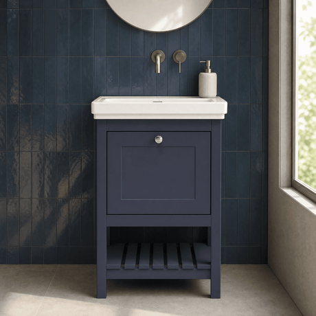 [BFRY323H] Coppenhall Traditional 1 Drawer Floor Standing Vanity Basin Unit with 0 Tap Hole Fireclay Basin, Choice of Size and Colour - Silo