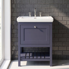 [BFRY325B] Coppenhall Traditional 1 Drawer Floor Standing Vanity Unit with 3 Tap Hole Fireclay Basin, Choice of Size and Finish - Silo