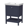 [BFRY325H] Balterley Rye Bathroom Floor Standing 1 Drawer Vanity & 0 Tap Hole Fireclay Basin, Indigo Blue, 600mm - Cutout