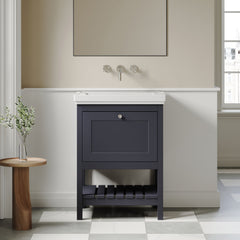 [BFRY325H] Coppenhall Traditional 1 Drawer Floor Standing Vanity Basin Unit with 0 Tap Hole Fireclay Basin, Choice of Size and Colour