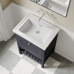 [BFRY325H] Coppenhall Traditional 1 Drawer Floor Standing Vanity Basin Unit with 0 Tap Hole Fireclay Basin, Choice of Size and Colour
