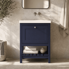 [BFRY325K] Coppenhall Contemporary 1 Drawer Floor Standing Vanity Unit - Choice of Size and Colour - Silo