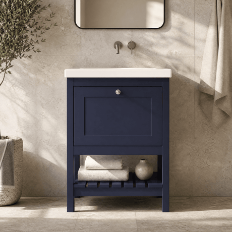 [BFRY325K] Coppenhall Contemporary 1 Drawer Floor Standing Vanity Unit - Choice of Size and Colour - Silo
