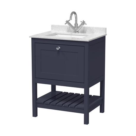 [BFRY325WS1] Coppenhall Traditional 1 Drawer Floor Standing Vanity Unit with Marble Worktop, Choice of Size and Finish - Cutout