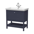 [BFRY327A] Balterley Rye Bathroom Floor Standing 1 Drawer Vanity & 1 Tap Hole Fireclay Basin, Indigo Blue, 800mm - Cutout