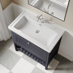 [BFRY327A] Coppenhall Traditional 1 Drawer Floor Standing Vanity Unit with Basin, Choice of Size and Colour