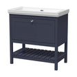 [BFRY327H] Balterley Rye Bathroom Floor Standing 1 Drawer Vanity & 0 Tap Hole Fireclay Basin, Indigo Blue, 800mm - Cutout