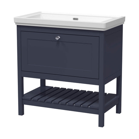 [BFRY327H] Coppenhall Traditional 1 Drawer Floor Standing Vanity Basin Unit with 0 Tap Hole Fireclay Basin, Choice of Size and Colour - Cutout
