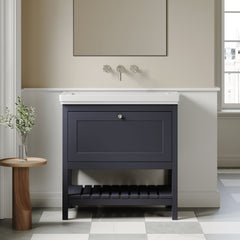 [BFRY327H] Coppenhall Traditional 1 Drawer Floor Standing Vanity Basin Unit with 0 Tap Hole Fireclay Basin, Choice of Size and Colour
