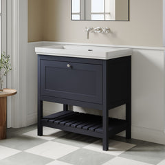 [BFRY327H] Coppenhall Traditional 1 Drawer Floor Standing Vanity Basin Unit with 0 Tap Hole Fireclay Basin, Choice of Size and Colour