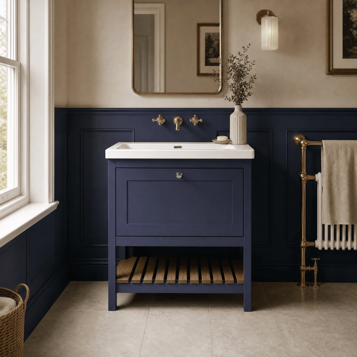 [BFRY327K] Coppenhall Contemporary 1 Drawer Floor Standing Vanity Unit - Choice of Size and Colour - Silo