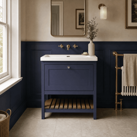 [BFRY327K] Coppenhall Contemporary 1 Drawer Floor Standing Vanity Unit - Choice of Size and Colour - Silo