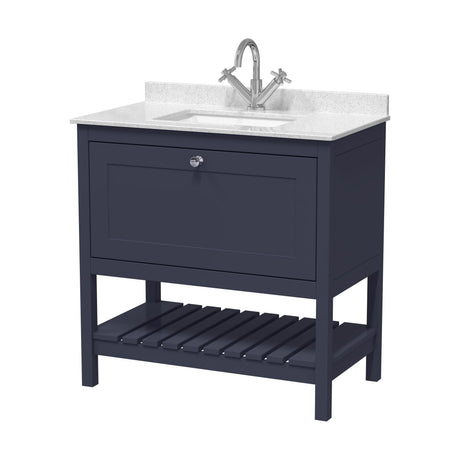 [BFRY327WS1] Coppenhall Traditional 1 Drawer Floor Standing Vanity Unit with Marble Worktop, Choice of Size and Finish - Cutout