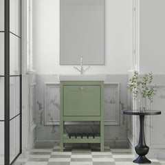 [BFRY823A] Balterley Rye Bathroom Floor Standing 1 Drawer Vanity & 1 Tap Hole Fireclay Basin, Fern Green, 500mm - Lifestyle 1