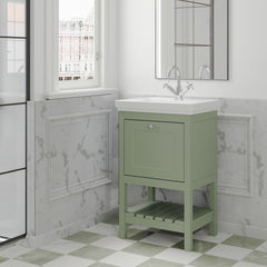 [BFRY823A] Coppenhall Traditional 1 Drawer Floor Standing Vanity Unit with Basin, Choice of Size and Colour