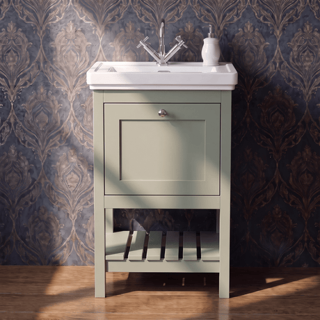 [BFRY823A] Coppenhall Traditional 1 Drawer Floor Standing Vanity Unit with Basin, Choice of Size and Colour - Silo