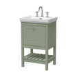[BFRY823B] Balterley Rye Traditional Bathroom 1 Soft Close Drawer Floor Standing Vanity Unit Basin, Fern Green, 531mm - Cutout