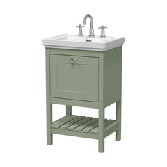 [BFRY823B] Coppenhall Traditional 1 Drawer Floor Standing Vanity Unit with 3 Tap Hole Fireclay Basin, Choice of Size and Finish - Cutout