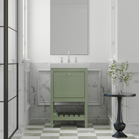 [BFRY823B] Balterley Rye Traditional Bathroom 1 Soft Close Drawer Floor Standing Vanity Unit Basin, Fern Green, 531mm - Lifestyle 1
