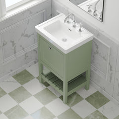 [BFRY823B] Balterley Rye Traditional Bathroom 1 Soft Close Drawer Floor Standing Vanity Unit Basin, Fern Green, 531mm - Lifestyle 2