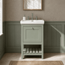 [BFRY823B] Coppenhall Traditional 1 Drawer Floor Standing Vanity Unit with 3 Tap Hole Fireclay Basin, Choice of Size and Finish - Silo