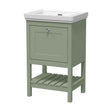 [BFRY823H] Balterley Rye Traditional Bathroom 1 Soft Close Drawer Floor Standing Vanity Unit Basin, Fern Green, 531mm - Cutout