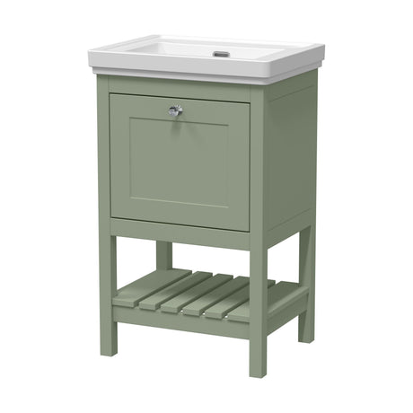[BFRY823H] Coppenhall Traditional 1 Drawer Floor Standing Vanity Basin Unit with 0 Tap Hole Fireclay Basin, Choice of Size and Colour - Cutout