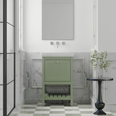 [BFRY823H] Balterley Rye Traditional Bathroom 1 Soft Close Drawer Floor Standing Vanity Unit Basin, Fern Green, 531mm - Lifestyle 1