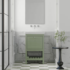 [BFRY823H] Coppenhall Traditional 1 Drawer Floor Standing Vanity Basin Unit with 0 Tap Hole Fireclay Basin, Choice of Size and Colour