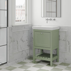 [BFRY823H] Balterley Rye Traditional Bathroom 1 Soft Close Drawer Floor Standing Vanity Unit Basin, Fern Green, 531mm - Lifestyle 3