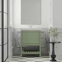 [BFRY825A] Balterley Rye Traditional Bathroom 1 Soft Close Drawer Floor Standing Vanity Unit Basin, Fern Green, 630mm - Lifestyle 1