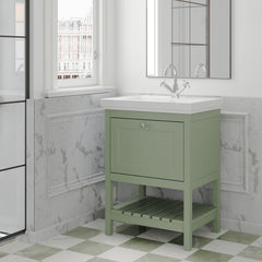 [BFRY825A] Coppenhall Traditional 1 Drawer Floor Standing Vanity Unit with Basin, Choice of Size and Colour
