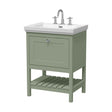 [BFRY825B] Balterley Rye Traditional Bathroom 1 Soft Close Drawer Floor Standing Vanity Unit Basin, Fern Green, 630mm - Cutout