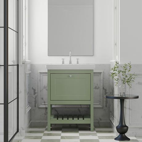 [BFRY825B] Balterley Rye Traditional Bathroom 1 Soft Close Drawer Floor Standing Vanity Unit Basin, Fern Green, 630mm - Lifestyle 1