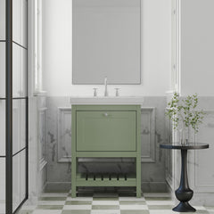 [BFRY825B] Coppenhall Traditional 1 Drawer Floor Standing Vanity Unit with 3 Tap Hole Fireclay Basin, Choice of Size and Finish
