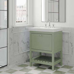 [BFRY825B] Balterley Rye Traditional Bathroom 1 Soft Close Drawer Floor Standing Vanity Unit Basin, Fern Green, 630mm - Lifestyle 3