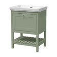 [BFRY825H] Balterley Rye Traditional Bathroom 1 Soft Close Drawer Floor Standing Vanity Unit Basin, Fern Green, 630mm - Cutout