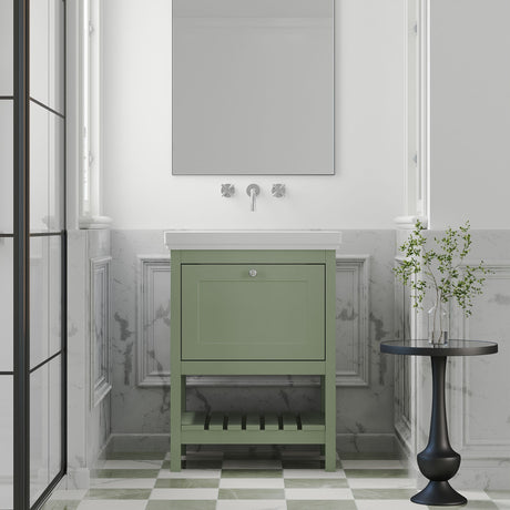 [BFRY825H] Balterley Rye Traditional Bathroom 1 Soft Close Drawer Floor Standing Vanity Unit Basin, Fern Green, 630mm - Lifestyle 1