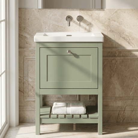 [BFRY825K] Coppenhall Contemporary 1 Drawer Floor Standing Vanity Unit - Choice of Size and Colour - Silo