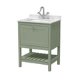 [BFRY825WS1] Balterley Rye Traditional Bathroom 1 Soft Close Drawer Floor Standing Vanity Unit Marble Top Basin, Fern Green/White, 620mm - Cutout