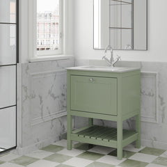 [BFRY825WS1] Coppenhall Traditional 1 Drawer Floor Standing Vanity Unit with Marble Worktop, Choice of Size and Finish